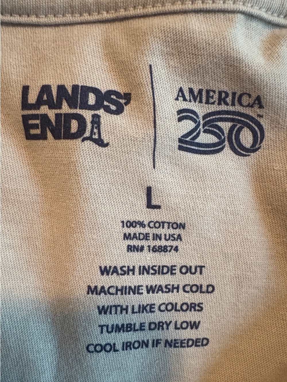 Lands' End Light Gray Tee with Dog Holding American Paddle - Picture 2 of 7